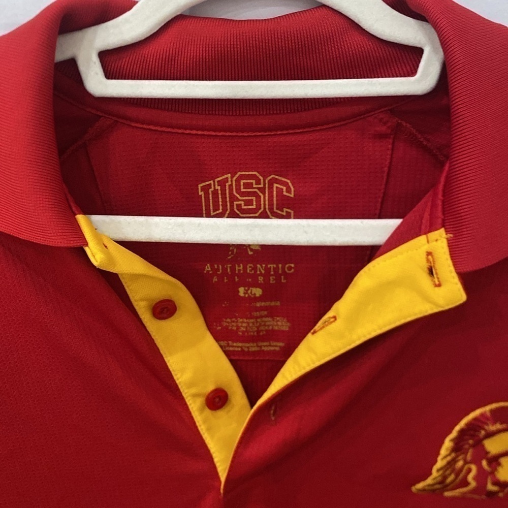 USC Trojan Polo Shirt vintage XL red and gold - Picture 3 of 5